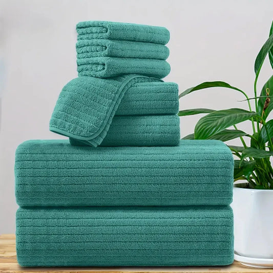 Luxury 8-Piece Towel Set – 4 Washcloths, 2 Face Towels & 2 Bath Towels, Soft, Absorbent & Quick-Drying | NaturalBuiltHome