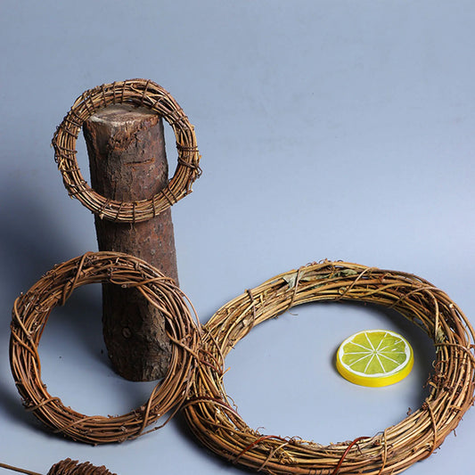 Natural Wreath 8/10/12cm Diameter Christmas Rattan Wreath Rings Braided Wreath DIY Hand-Woven Grapevine Vines Wreaths Crafts