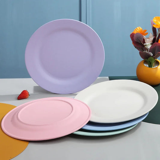 1pc New Wheat Straw Dinner Plates Pizza Plate 25/28cm Steak Plate Western Food Large Plate Dessert Plate Dishes