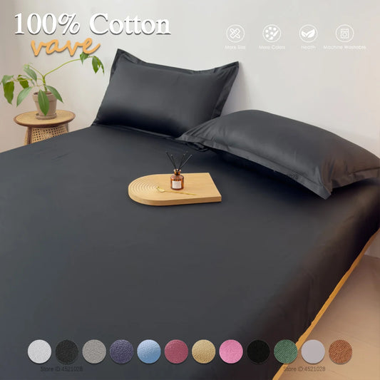 Elastic Edges Cotton Fitted Sheet Breathable Mattress pad Protector Bedspread Cover for Single/Double/King/Queen Bed 160x200