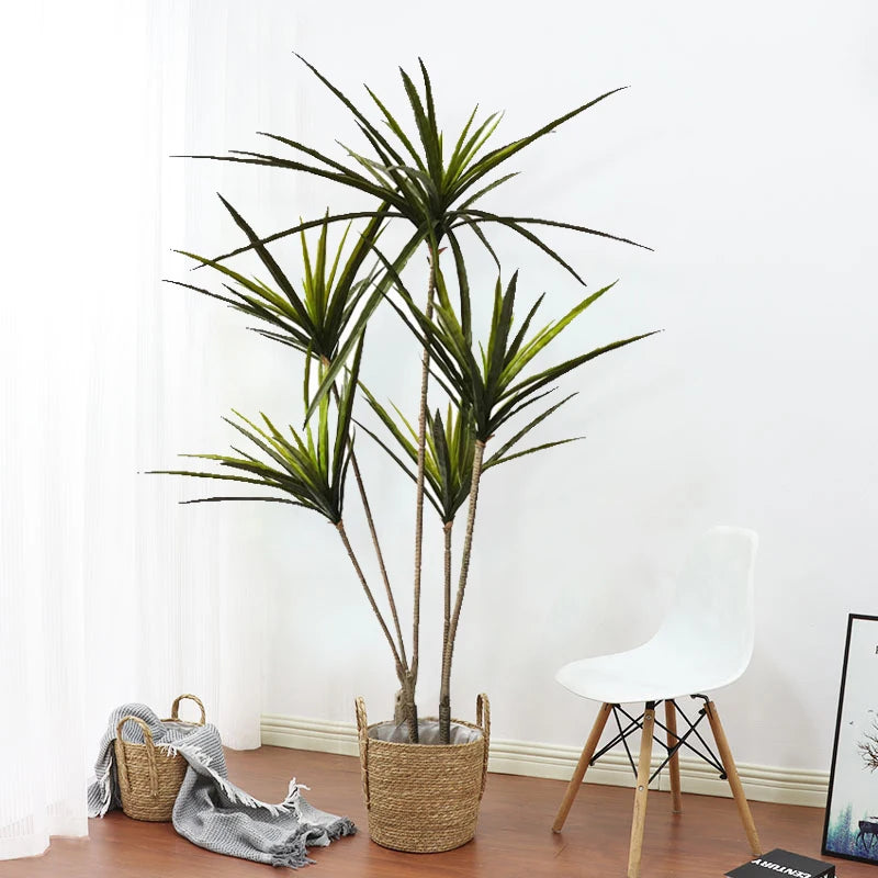 New 90-120cm Artificial Dracaena Plants Fake Plastic Palm Leaves Cycas Plant For Home Indoor Garden Decor Fake Tropical Potted