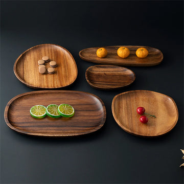 Wooden Bamboo Serving Tray Irregular Oval Fruit Storage Pallet Japanese Dishes Saucer Tea Cup Tray Dessert Pan Tableware Decor