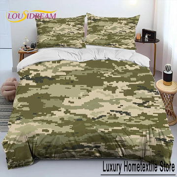 Military Camouflage Color Comforter Bedding Set,Duvet Cover Bed Set Quilt Cover Pillowcase,King Queen Size Bedding Set Boy Adult