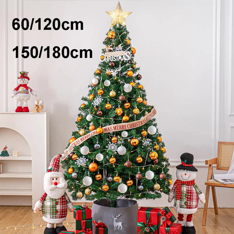 Christmas Trees 120/150/180cm Christmas Tree Decoration Set Living Room Home Decor New Year Party Pinecone Bow Balls Ornaments