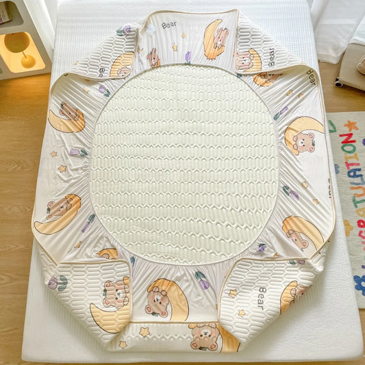 High Quilt Thicken Latex Cooling Mattress Cover Summer Cool Down Soft Bed Mat and Pillowcase Machine Washable Cold Feel Bed Pad