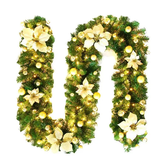 1.8M Christmas Garlands LED Christmas Rattan Garland Decor Artificial Flower Xmas Tree Party Decors with 2 Lighting Modes