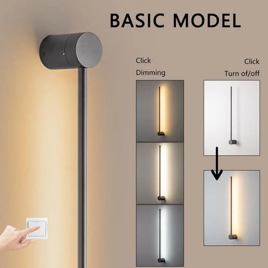 360° Rotation LED Wall Lights Black Gold Interior Wall Lamps Minimalist Living Room Bedroom Indoor Wall Sconce Corridor Aisle