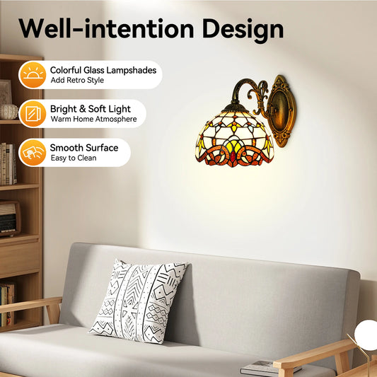 Baroque Victorian Style Glass Wall Lamp Hardware Baked Paint Dimmable Design E27 Base Indoor Home Decor Lighting Fixture