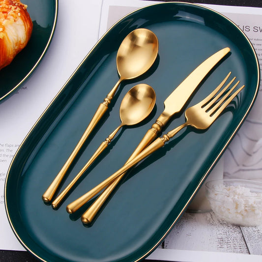 Luxury Cutlery Set – 8/12/16/20/24 Pieces Gold & Silver Matte Finish | Stainless Steel 18/10 Flatware for Wedding, Gift & Home | NaturalBuiltHome