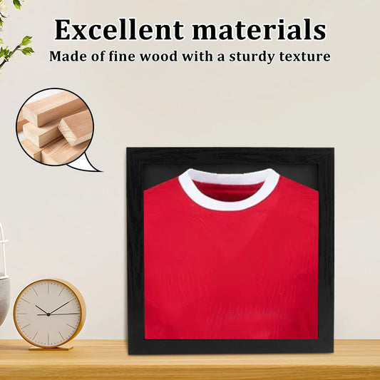 Wood T Shirt Display Frame Wall Mounted Jerseys Storage Box 13x13inch Multifunctional Shadow Box Frame for Jerseys Memorabilia
