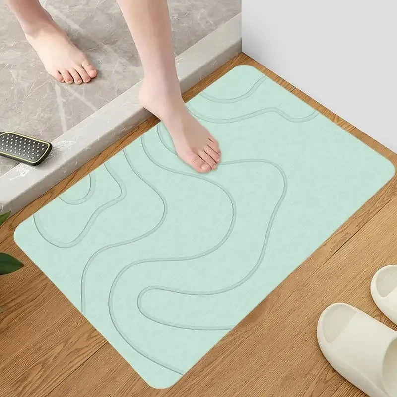 Minimally designed diatomaceous earth floor mat for bathroom and toilet, absorbent and non slip foot mat, dirt resistant carpet