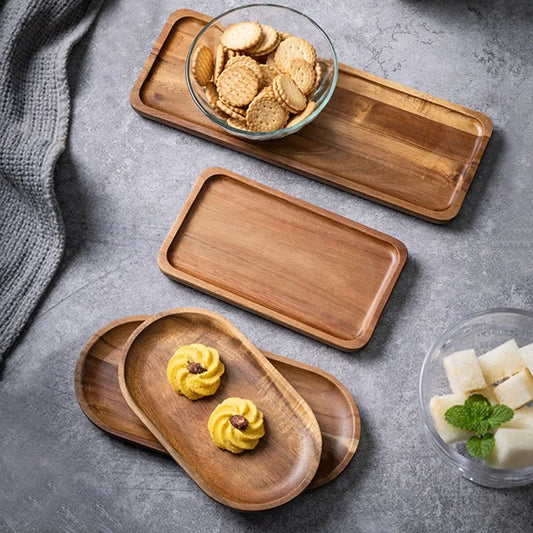 Cake dim sum wooden tray tea tray household rectangular fruit tray wooden tea set tray