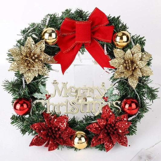 30/40CM Christmas Wreath LED Red Berry Pinecone Cone Flower Garland Merry Christmas Decoration Xmas Hanging Ornament Pendant