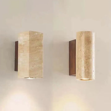 Yellow travertine stone Japanese style wabi-sabi wall lights bedroom dinning room wall lamp designer retro outdoor wall sconces