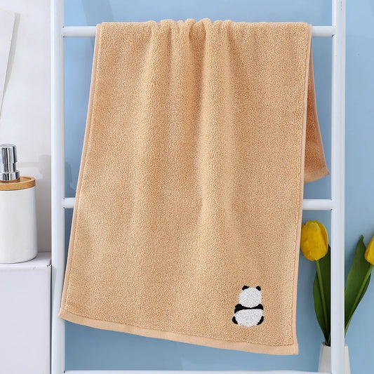 Embroidered Panda Cotton Face Towel – Soft, Absorbent & Gentle Hand and Hair Drying Towel | NaturalBuiltHome