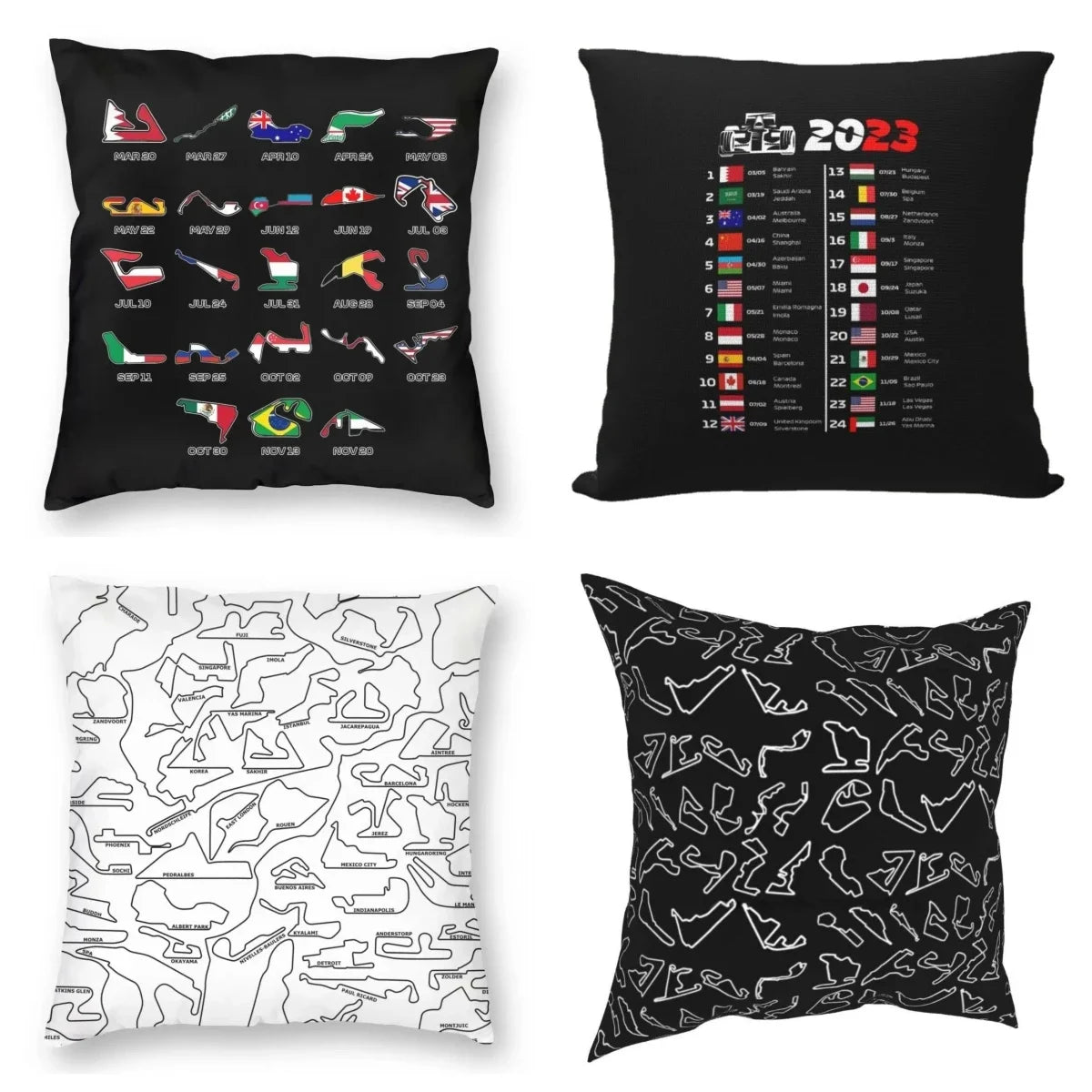 F1 Circuits Pillowcase Polyester Linen Velvet Pattern Zip Decor Throw Pillow Case Bed Cushion Cover