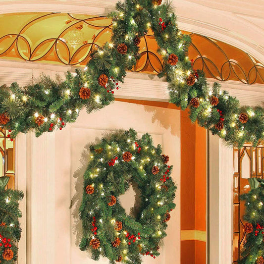 Christmas Garland Decoration Mantle Garland Xmas Holiday Indoor Outdoor Christmas Garland for Mantle