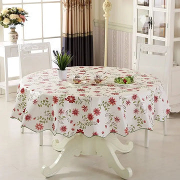 PVC Round Tablecloth Plastic Printing Waterproof and Oil Proof Dining Table Cloth Square Non Washable Table Mat Home Decorate