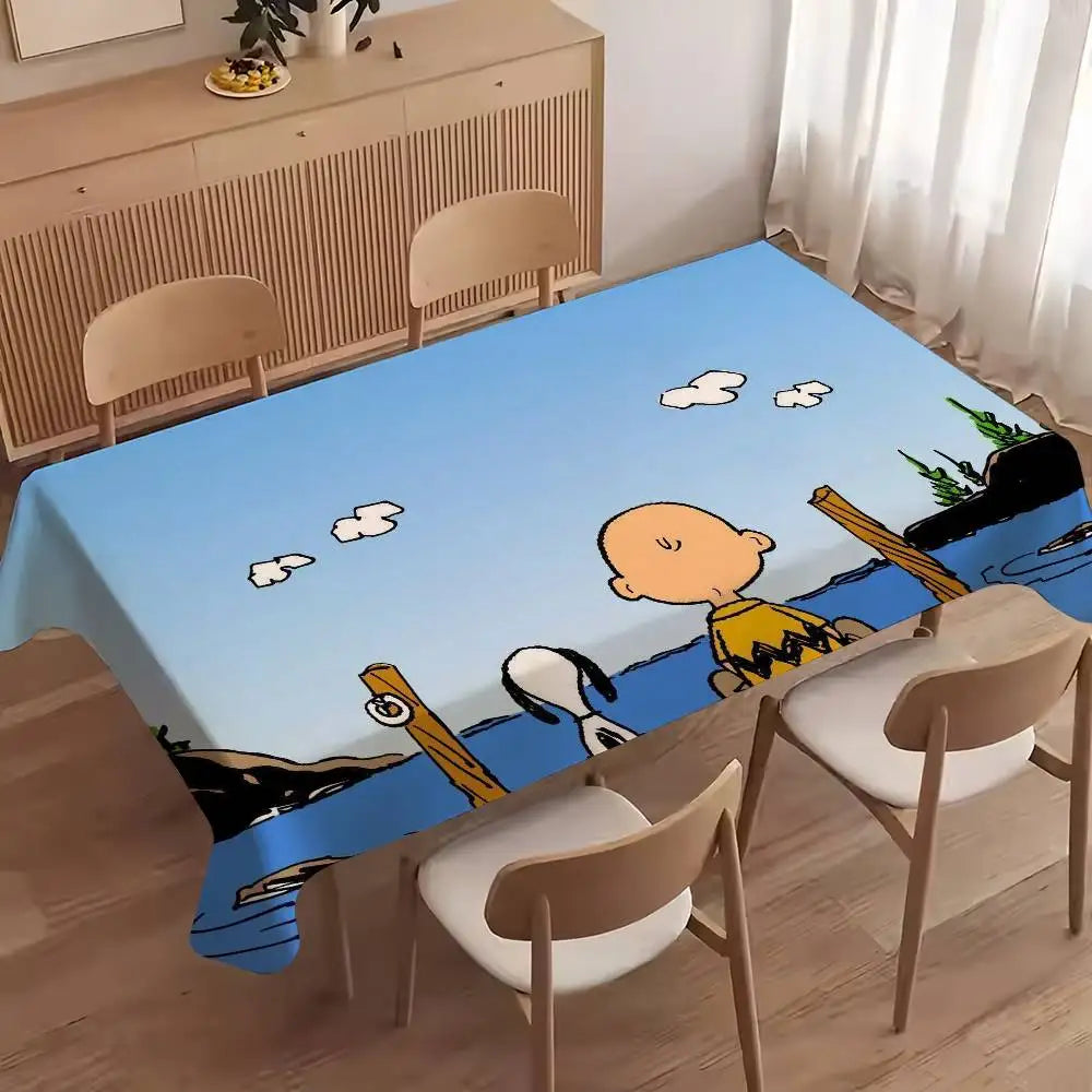 Cartoon Cute S-Snoopy-ES Dog Table Cloth Indoor Outdoor Waterproof Decoration Rectangular Picnic Tablecloth