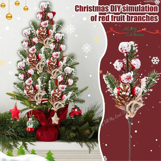 10/1pcs Christmas Decorations Festive&Party Supplies 10pcs Christmas Artificial Pine Branch Berry Flower Bouquet Pick Xmas Decor