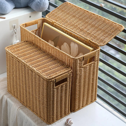 Storage Baskets With Lids Narrow Slim Woven Hamper For Wall Corner ganizer Weave Sundries Bin Vegetable Toys Basket Handles
