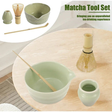 1/4pcs Matcha Set Bamboo Whisk Teaspoon Ceramic Bowl Tranditional Tea Sets Home Tea-making Tools Accessories Birthday Gifts