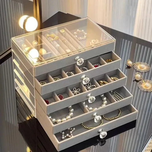 5-Layer Jewelry Storage Box – Elegant Gray Drawer Organizer for Rings, Earrings, Necklaces & Bracelets | NaturalBuiltHome