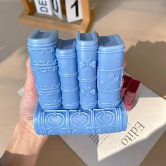 2-Size Book Candle Silicone Mold DIY Bookshelf Silicone Mold Making Resin Gypsum Cement Aromatherapy Candle Soap Home Decoration