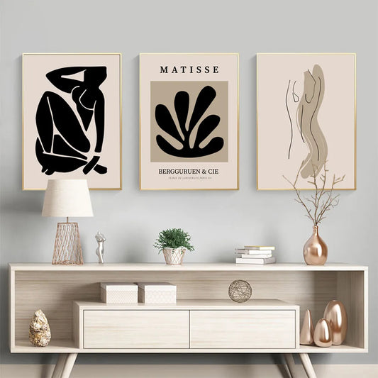 Abstract Matisse Art Wall Decor Painting Modern Minimalist Women Body Sketch Line Canvas Art Poster for Bedroom Living Room Deco