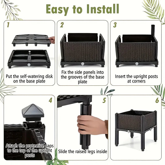 Weaving Elevated Garden Bed Kit - Durable Plastic Elevated Flower Pot, Multi Component Outdoor Flower and Vegetable Rack