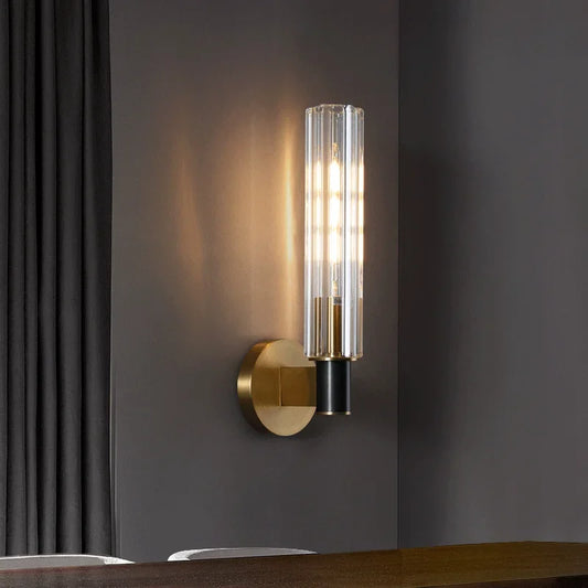 Postmodern Iron LED Wall Lamp Nordic Retro Living Room Bedroom Lighting Aisle Glass  Background Golden Led Sconces