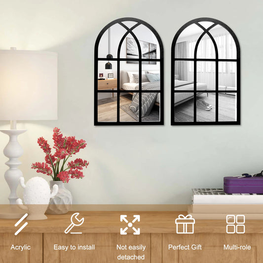 2/3Pcs Window Wall Mirror Wall Decor Vintage Gothic Wall Mirror Decorative Windowpane for Hallow Easter Bathrm Home Decor Mirror