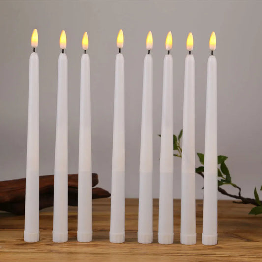 3/6/12 Pieces White Flameless Decorative Christmas Candles ,Smokeless LED Taper Candles With Yellow/Warm White Light
