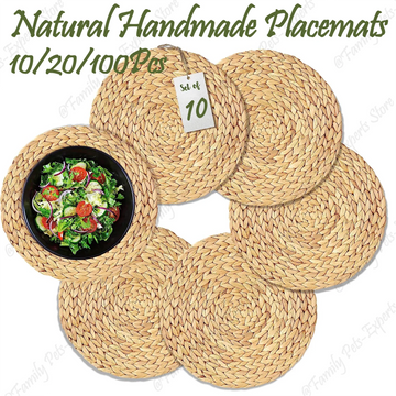 10/20/100Pcs Round Woven Placemats Rattan Table Mats Handmade Natural Water Hyacinth Placemats for Farmhouse Wedding Table décor