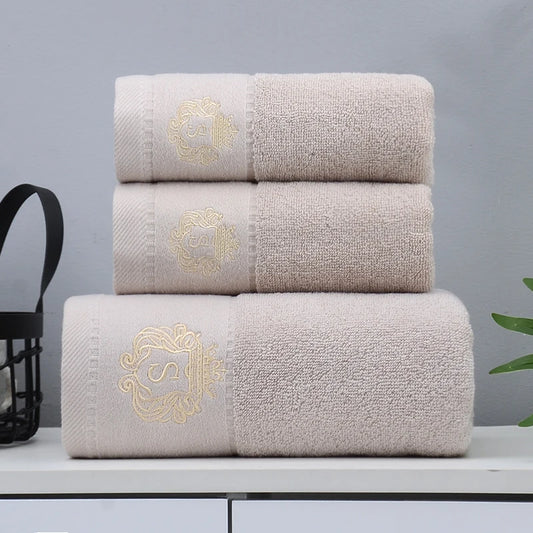 3pcs Cotton Bathroom Towel Set – 1 Large Bath Towel + 2 Hand Towels, Soft, Absorbent & Elegant Jacquard Design | NaturalBuiltHome