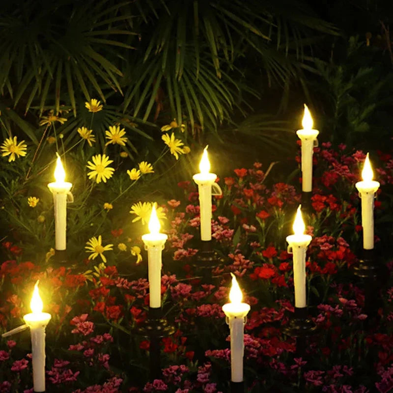 Solar LED Lights Smokeless Waterproof Candle Lights Suitable for Outdoor Garden Lawns to Halloween Decorations