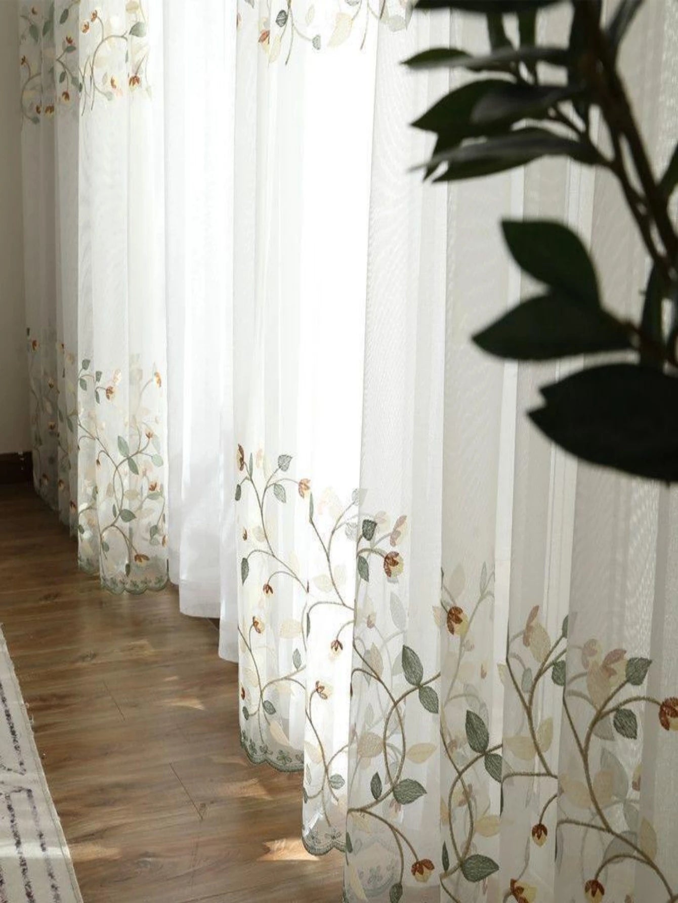 White small fresh cherry yarn leaf yarn northern European style simple modern garden yarn curtain