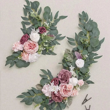 50x25CM Artificial Rose Eucalyptus Leaf Lintel Flower Outdoor Wedding Welcome Flower Hotel Decoration Foam Flower