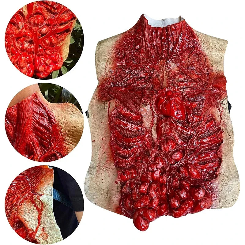 Realistic Halloween Bloody Chest Prop Zombie Torso Costume Accessory with Exposed Guts for Scary Party Decorations