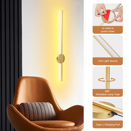 50cm/80cm Rechargeable Wall Light Wireless Internal Wall Lamp Dimming Modern Beside Night Lamp for Bedroom Remote Control 1PCS