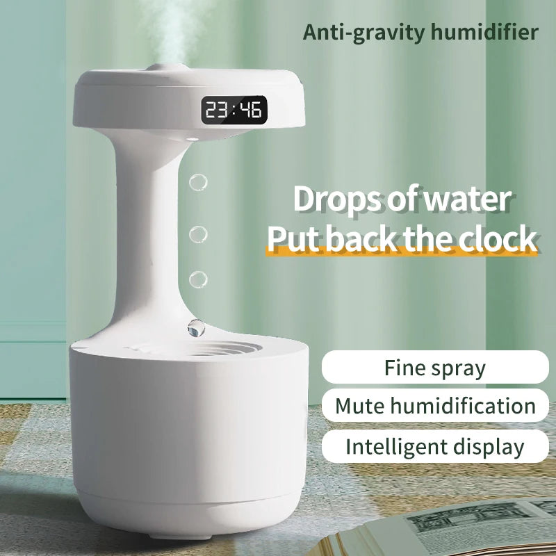 Multifunctional Anti Gravity Air Humidifier Bluetooth Table Lamp Night Lights Office Bedroom Aromatherapy Clock Digital Display