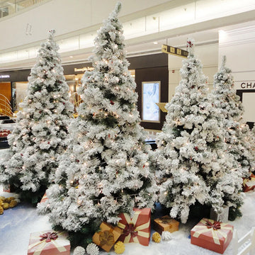 3Pcs Artificial Flocked Christmas Tree White Xmas Tree Premium Eco Friendly Reusable Holiday Decoration Festive