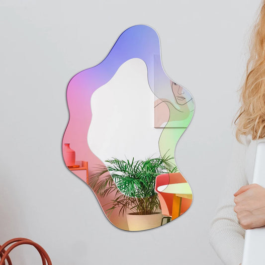 3D Colorful and Discolor Acrylic Decorative Mirror Makeup Desk Tabletop Mirror Girls Cosmetic Mirror Wall Mirror Home Decor