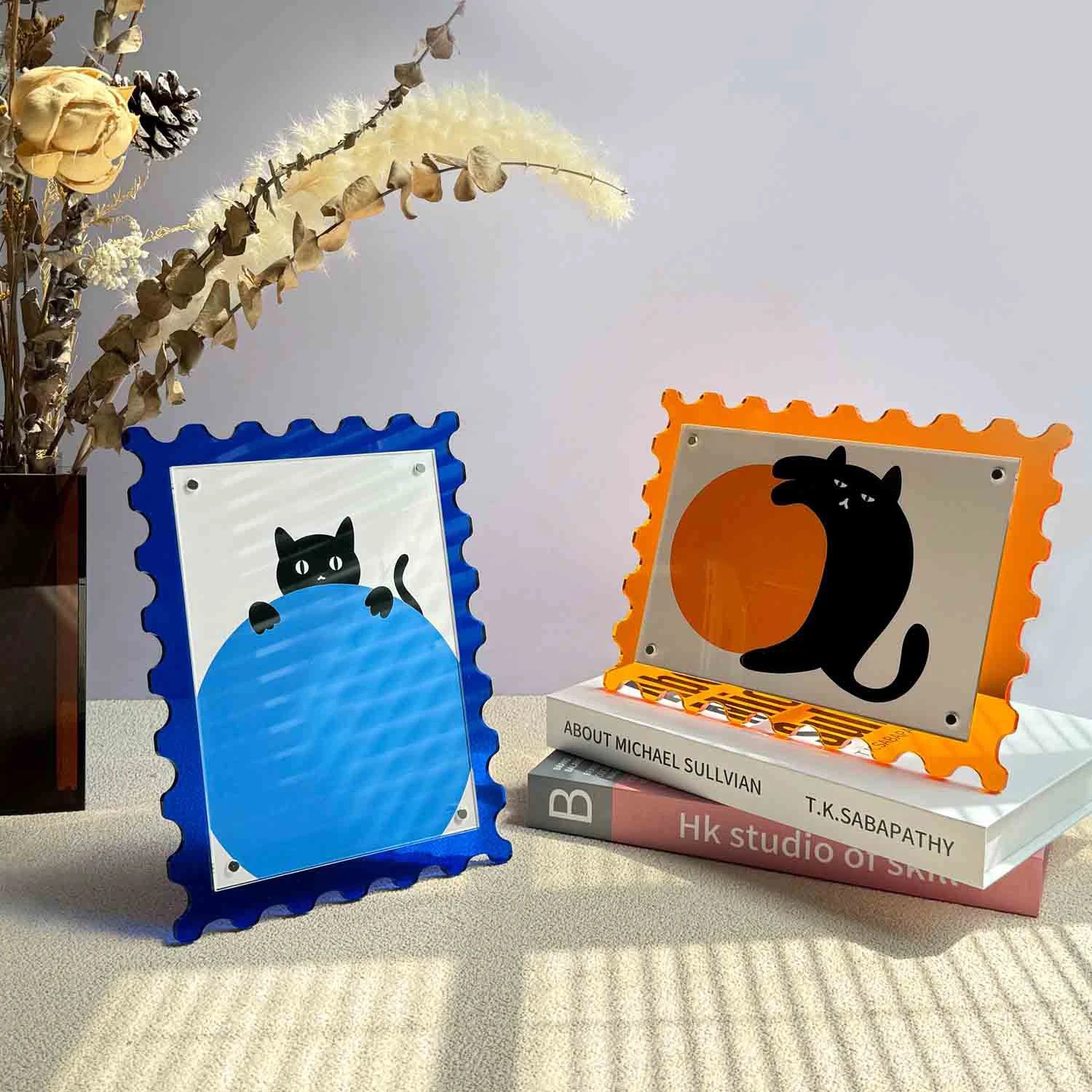 7 inch Colorful Acrylic Photo Frame Stand Polaroid Postcard Clip Display Frame Transparent Magnetic Decorative Photo Frame