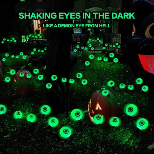 1-10PCS Halloween LED Eyeball Lights Solar Garden Lawn Lights Outdoor Scary Decoration Lights Halloween Party Decoration