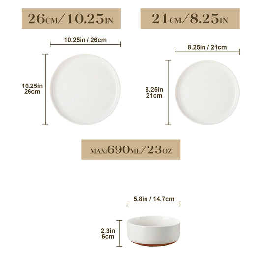 MALACASA TARA 18/36 Piece Stoneware Dinner Set Layered Glaze Dinnerware Set with 6PCS Dinner plate/Dessert/Bowl 4 color option