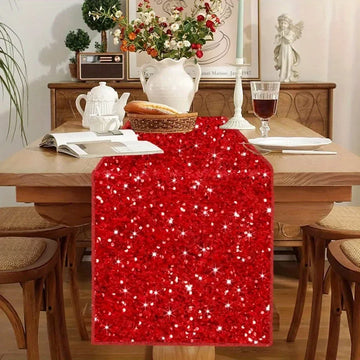 Classic Velvet Sequin Table Runner 30*183CM Glitter Red Christmas Table Decoration Newset Tablecloth for Wedding Party 2025 Xmas