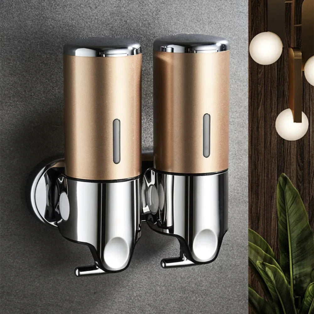 Shampoo Liquid Dispenser Manual Shower Wall Mounted Bottle Single/Double Pump Shower Dispenser Kitchen Black Bathroom Accessory