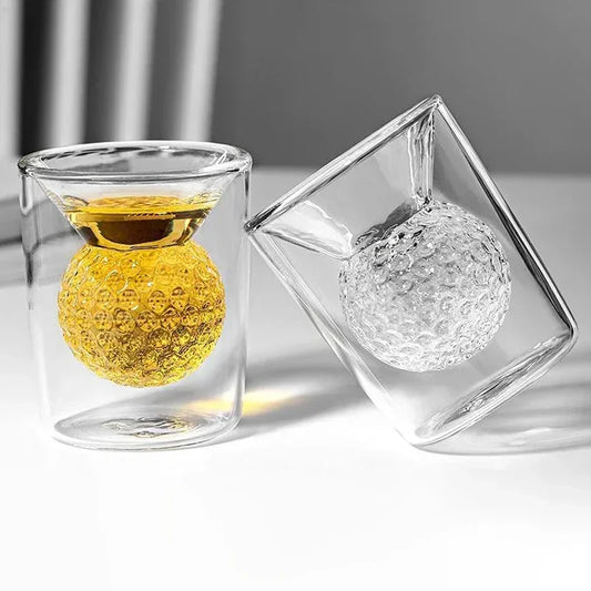 50ml Golf Ball Glass Cups Funny Double Walled Shot Glass Drinking spirits Glasses Forwhiskey tea Espresso coffee