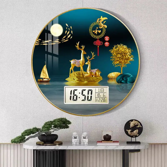 Modern wall clock for living room, home use, creative, silent, drill-free wall-mounted decorative painting electronic clock